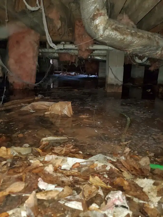 Crawl space flood assessment for Commercial Water Damage Restoration in Louisville